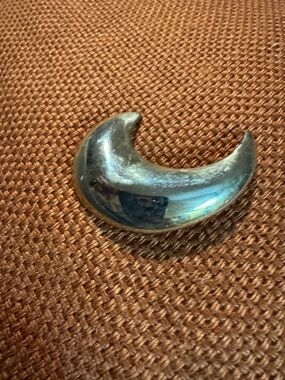 Silver Crescent Moon Brooch Pin